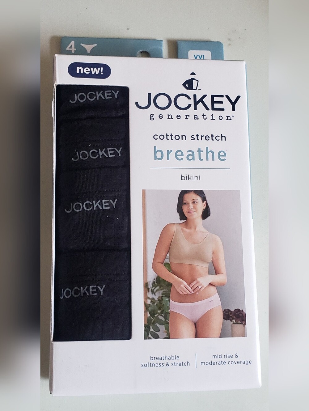 Jockey Black Cotton Stretch Breathe Bikini - 4 Pack